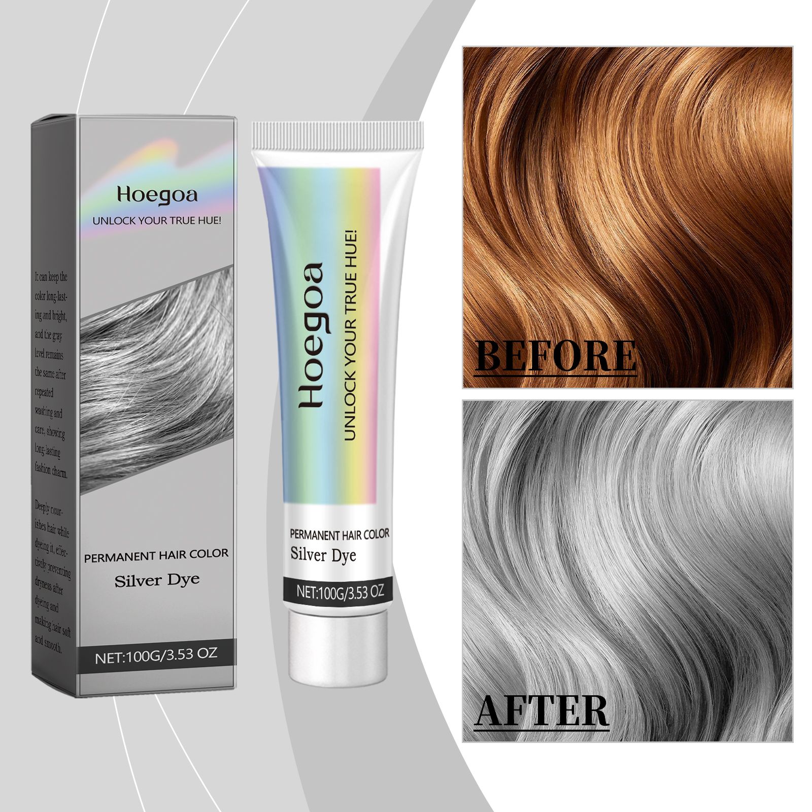 Hoegoa Grey Hair Cream Permanent color lock, no damage to hair Nourishing Plant extract hair care trend hair color